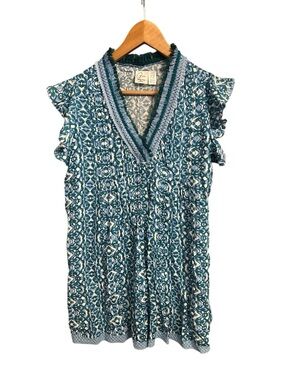 Goa Beachwear by Japna Viscose Swim Coverup Dress Boho XS Crochet Pom Ruffle